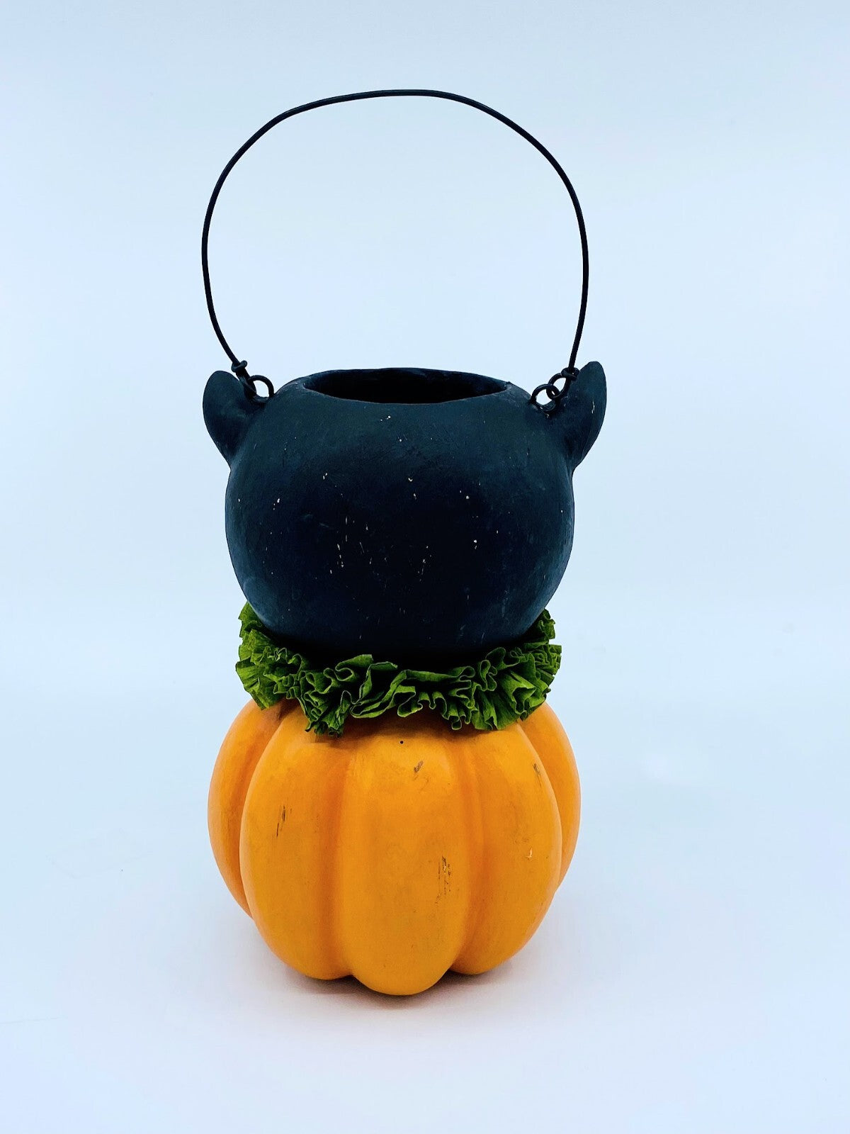 Bethany Lowe Designs: Halloween; Vintage Black Cat in Pumpkin Bucket