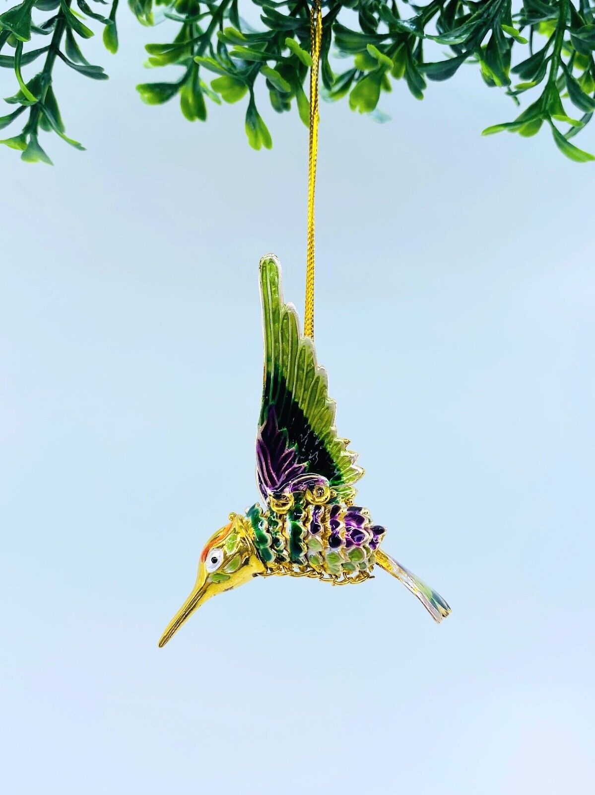 Kubla Craft Bejeweled Enameled Ornament: Hummingbird, (Articulated)
