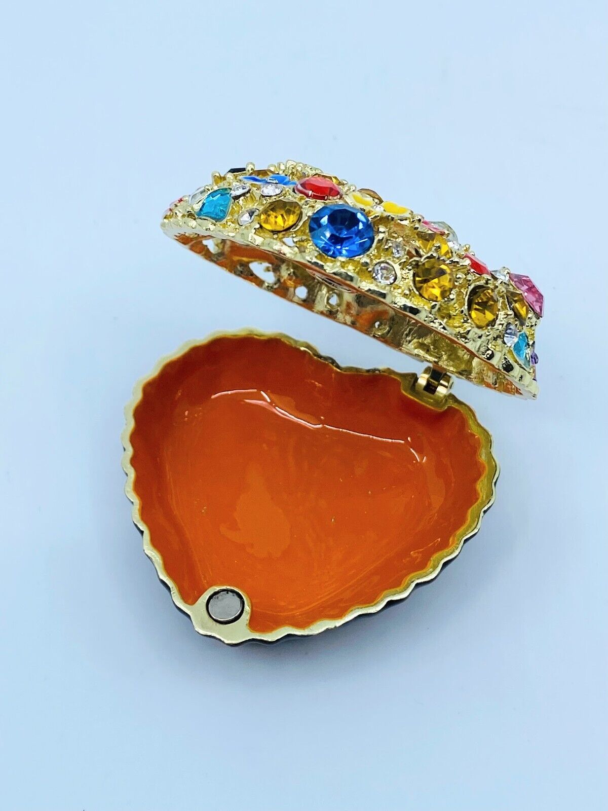Kubla Craft Bejeweled Enameled Trinket Box: Heart Shape Gems Box, Item # 3104