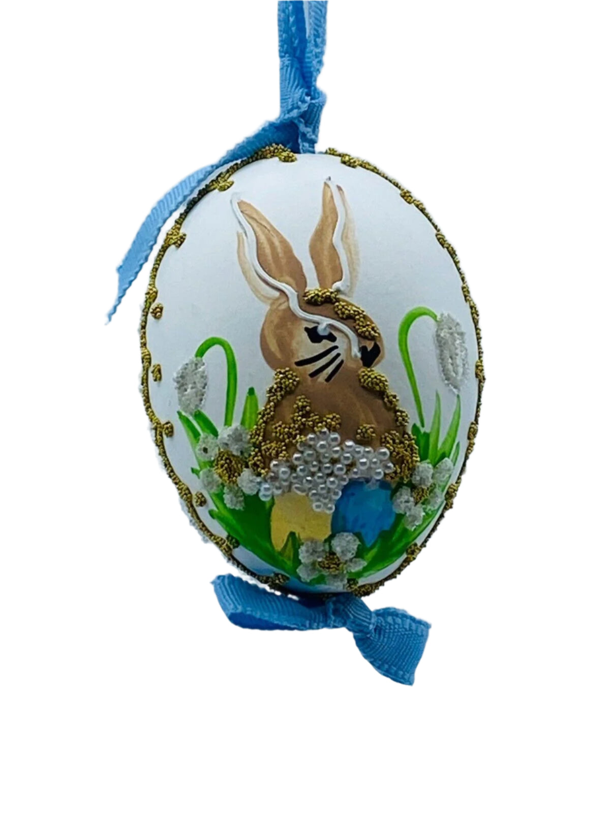 Easter Egg Ornament: Spring Garden Easter Bunny