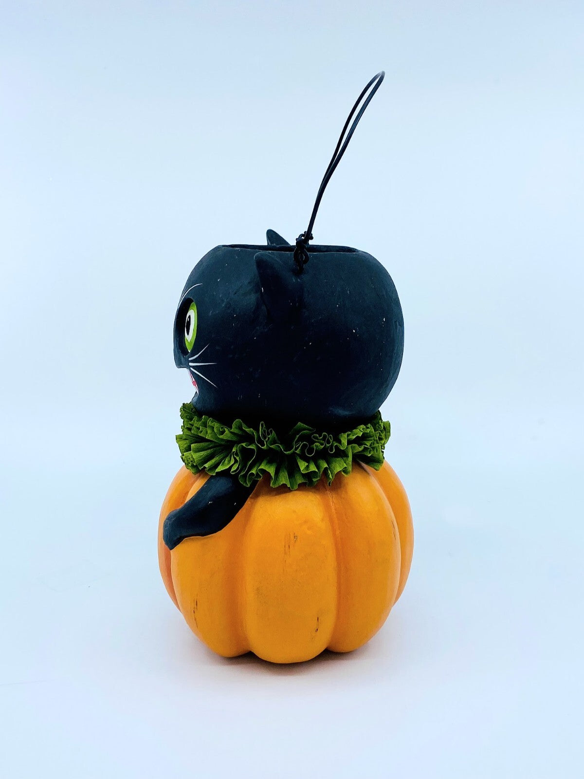 Bethany Lowe Designs: Halloween; Vintage Black Cat in Pumpkin Bucket
