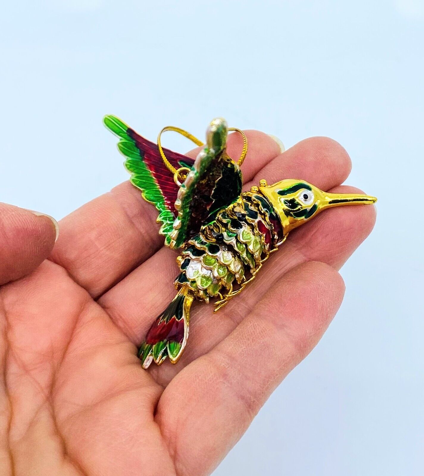 Kubla Craft Bejeweled Enameled Ornament: Hummingbird, (Articulated)