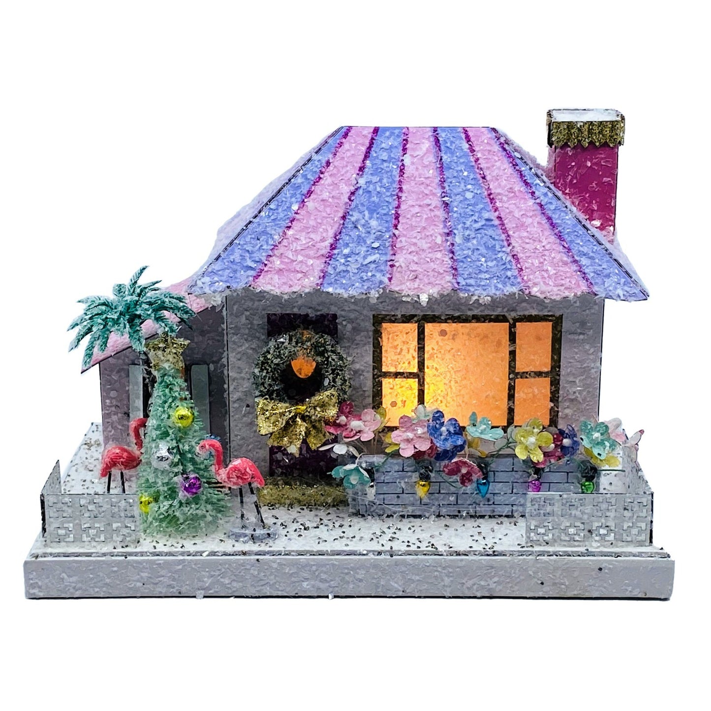 Cody Foster Light Up Christmas House, Glitter House, Purple Palm Spring House