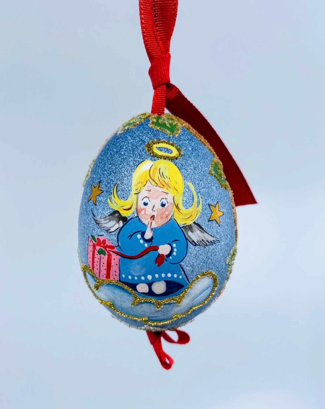 Christmas Ornament: Peter Priess Christmas Egg Ornament; Christmas Angel