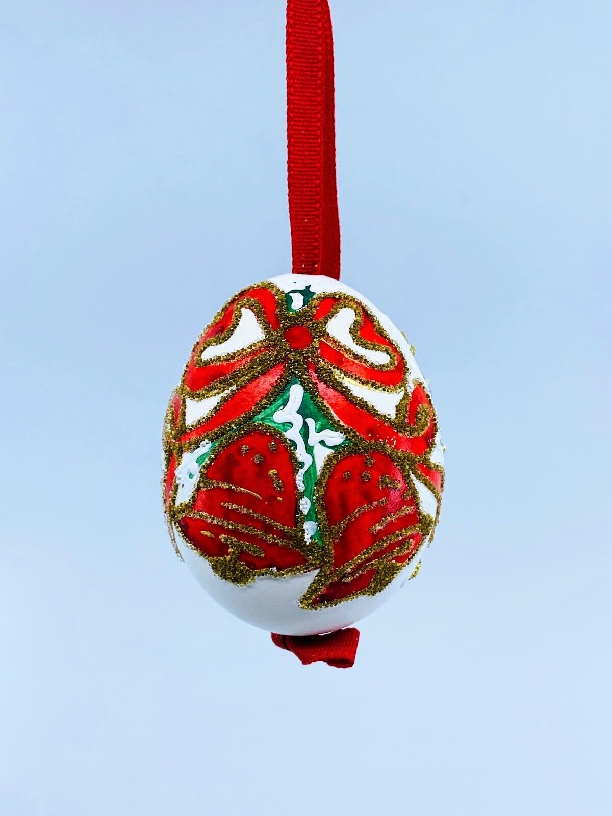 Christmas Egg Ornament: Festive Candles & Bells