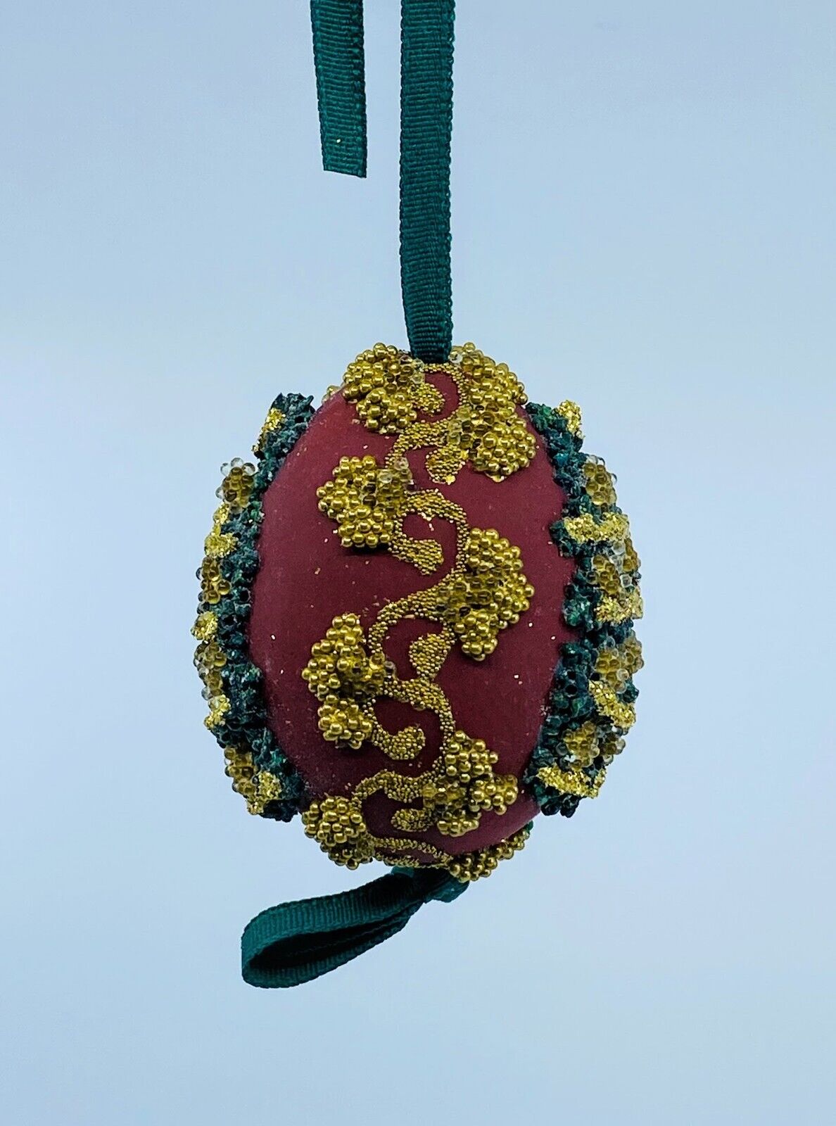 Christmas Ornament: Peter Priess Sparkling Christmas Tree, Burgundy Egg Ornament