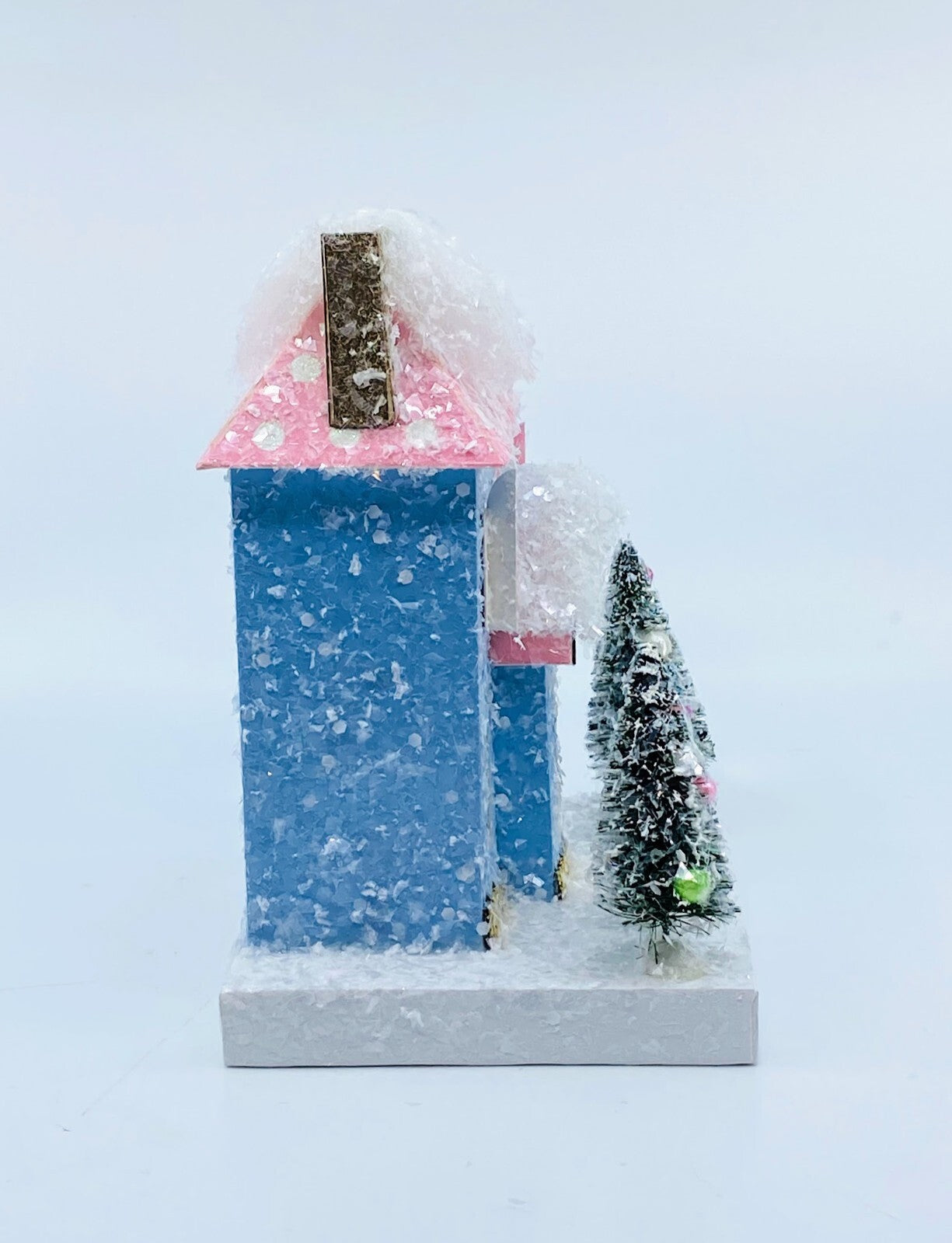 Cody Foster Light Up Christmas House, Glitter House, Petite Blue & Pink House
