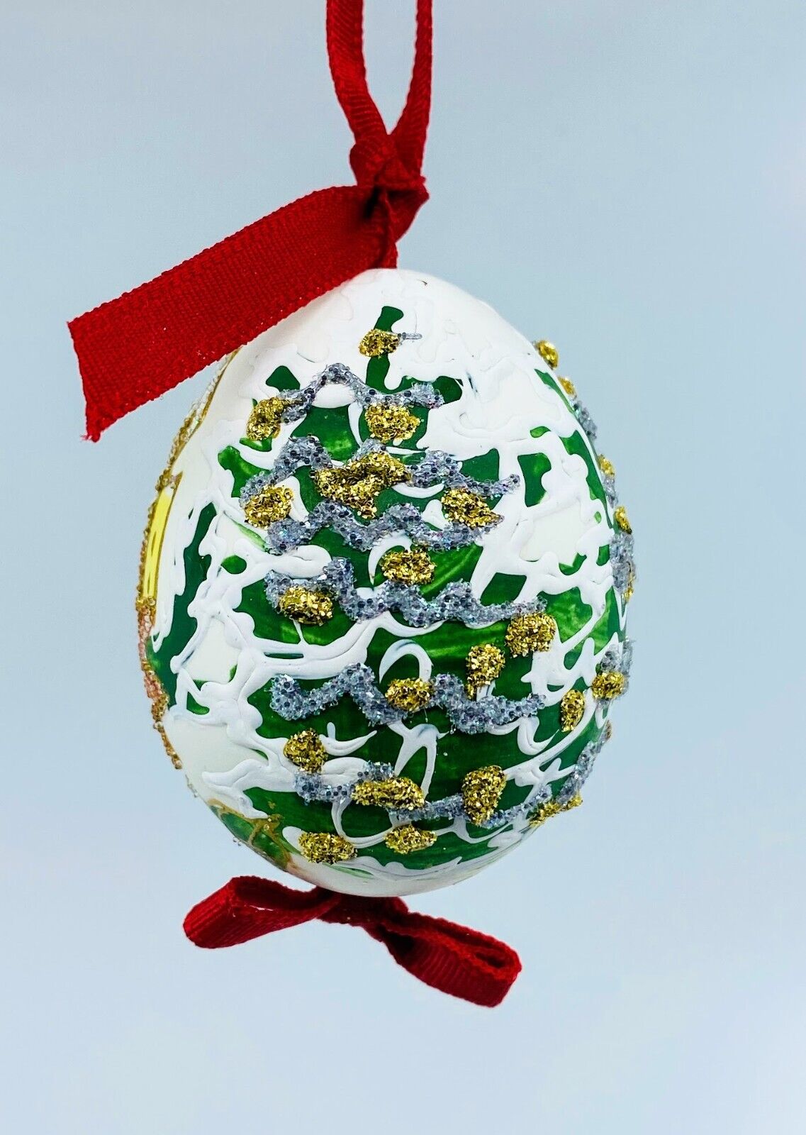Christmas Egg Ornament: Festive Candles & Bells