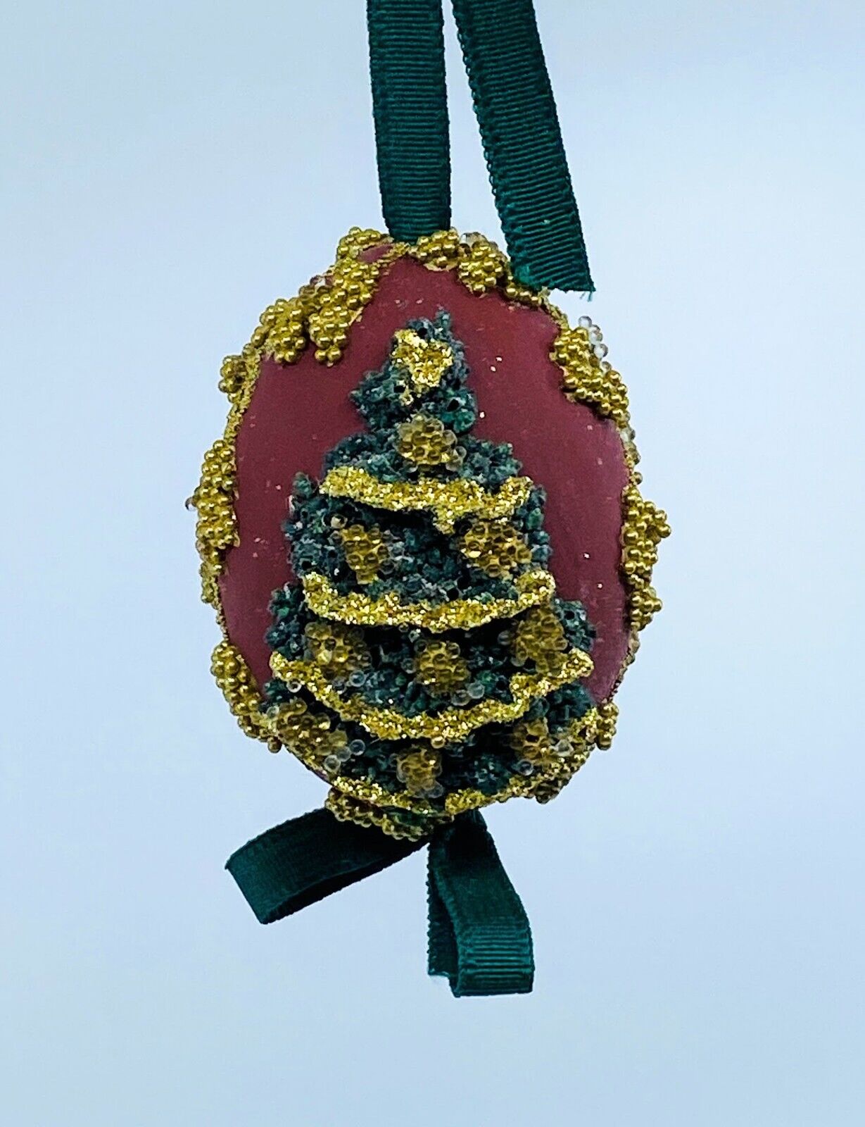 Sparkling Christmas Tree, Burgundy Egg Ornament