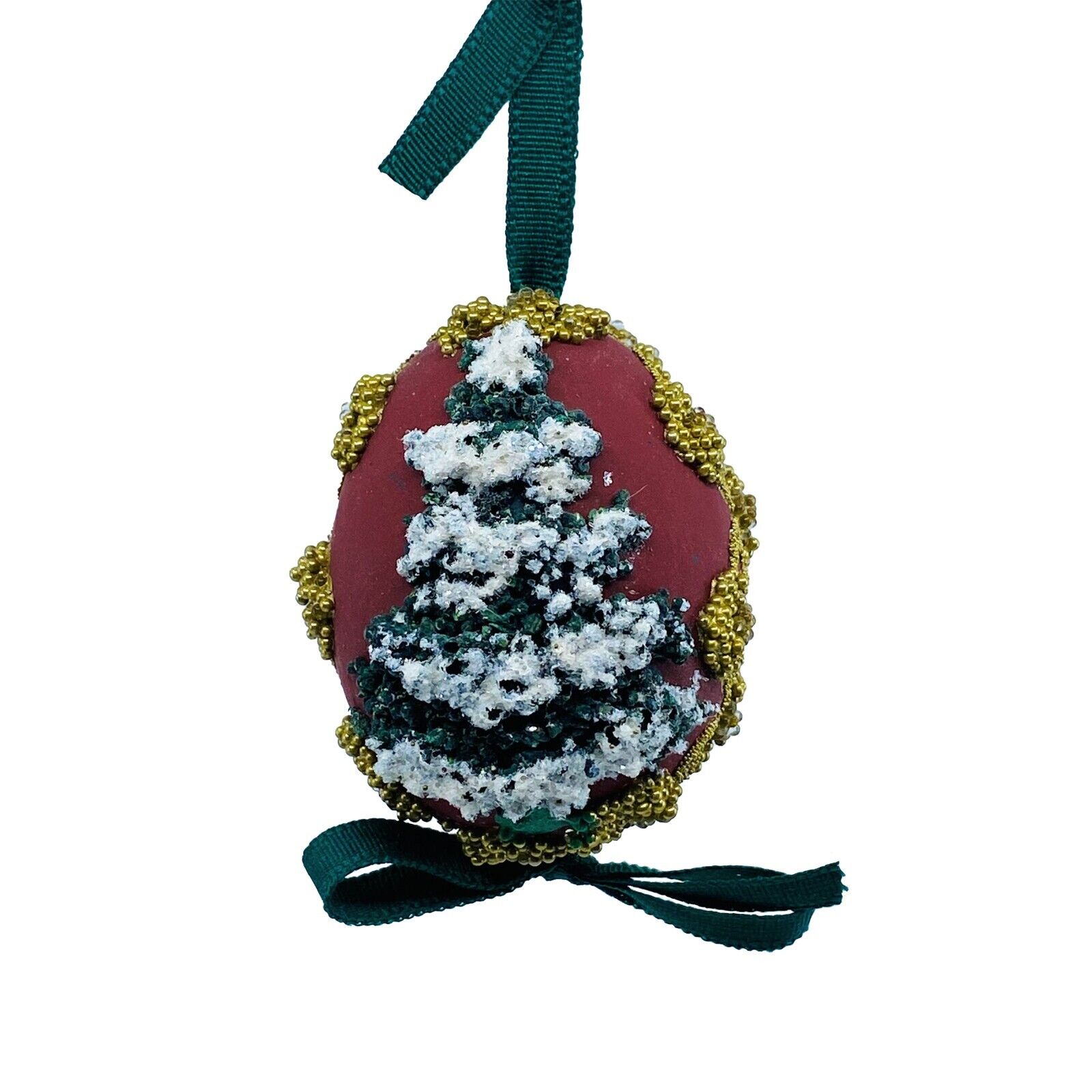 Sparkling Christmas Tree, Burgundy Egg Ornament