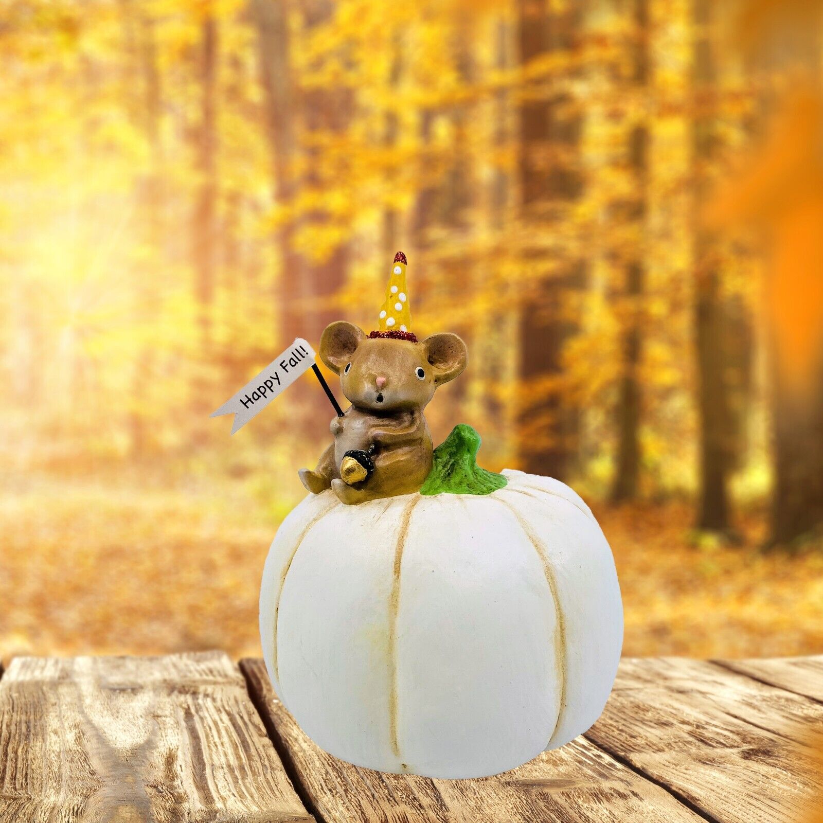 Michelle Allen: Happy Fall Mouse on Pumpkin