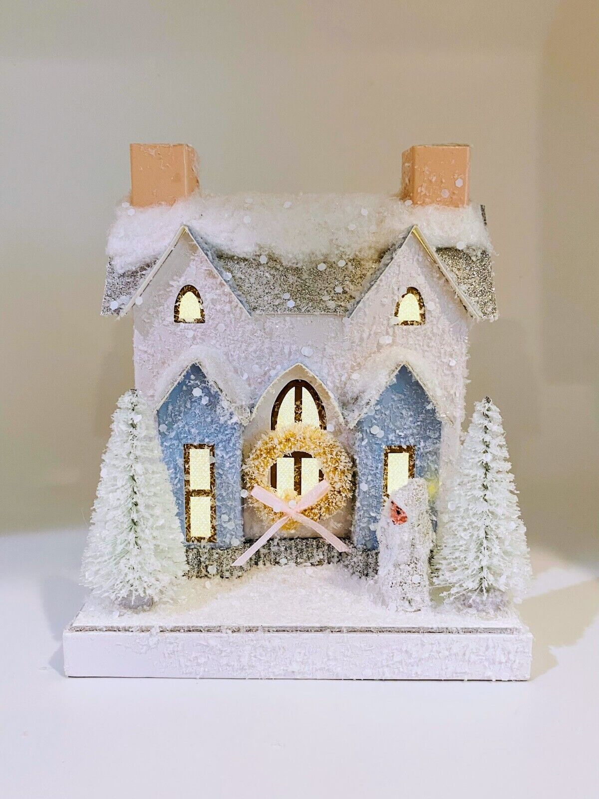 Cody Foster Light Up Christmas House, Glitter House, White French Villa, HOU-373