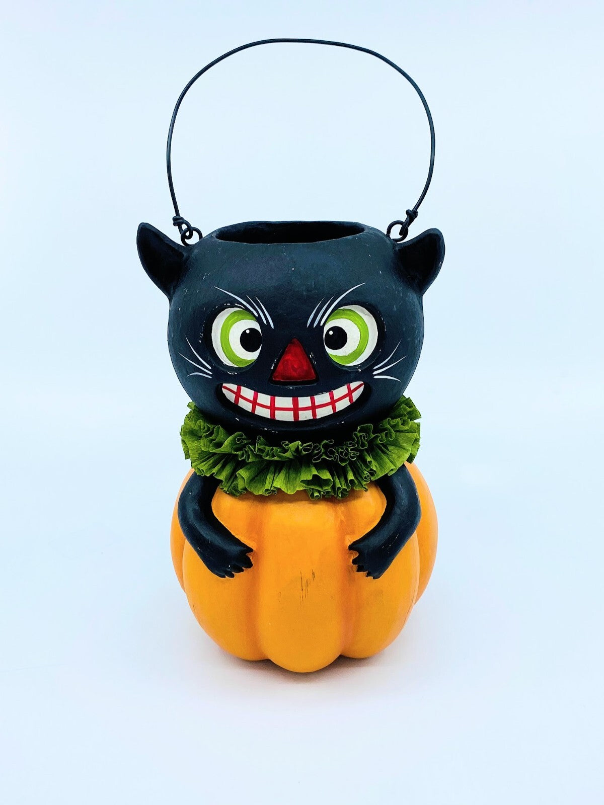 Bethany Lowe Designs: Vintage Black Cat in Pumpkin Bucket