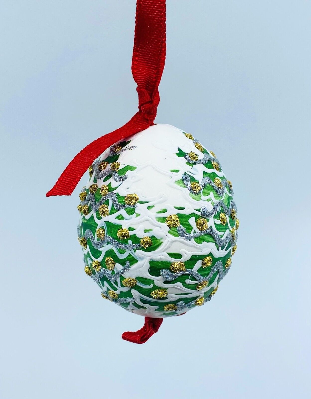 Christmas Egg Ornament: Festive Candles & Bells