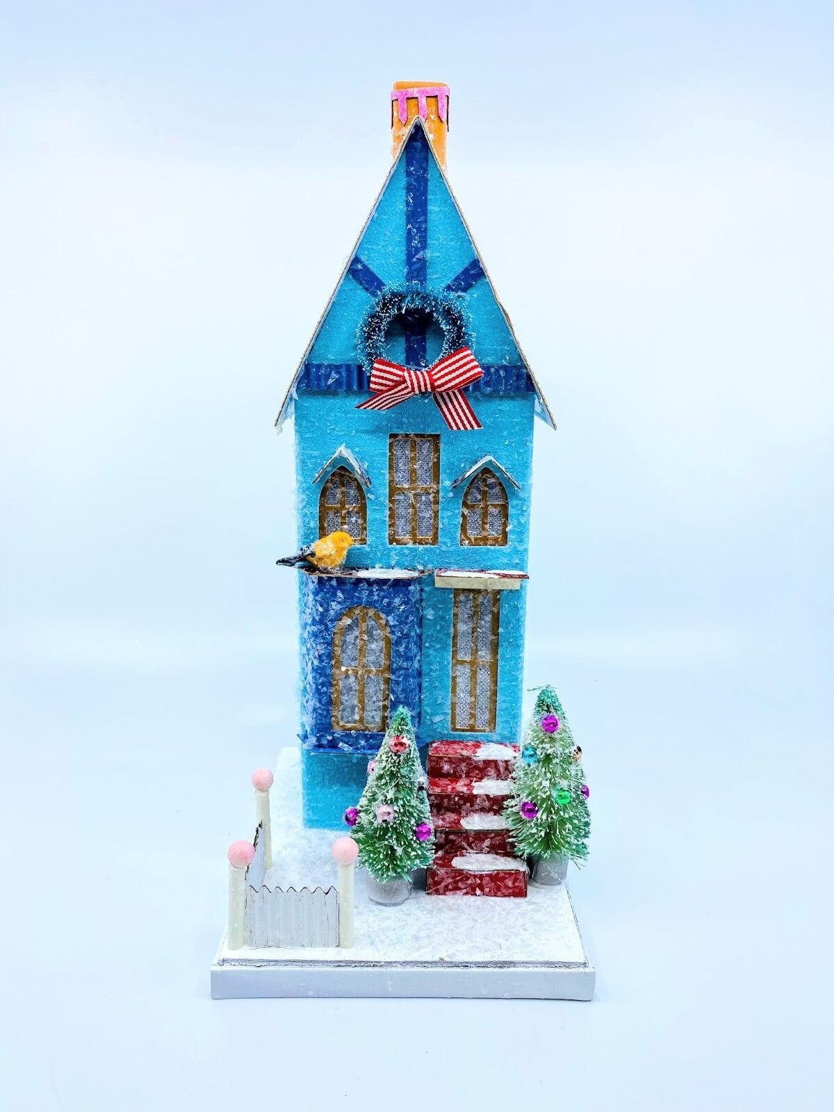 Cody Foster Christmas Light Up House, Glitter House, Blue Townhouse, HOU-341