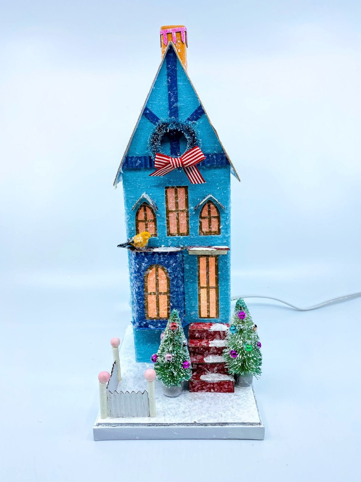 Cody Foster Christmas Light Up House, Glitter House, Blue Townhouse, HOU-341