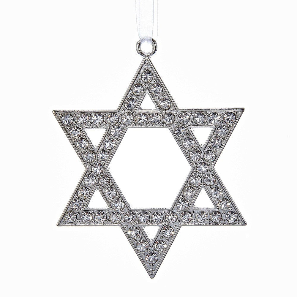 Kurt Adler: Hanukkah; 3.5" Metal Silver Star of David Ornament