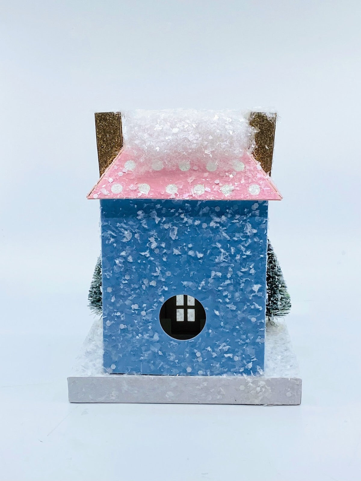 Cody Foster Light Up Christmas House, Glitter House, Petite Blue & Pink House