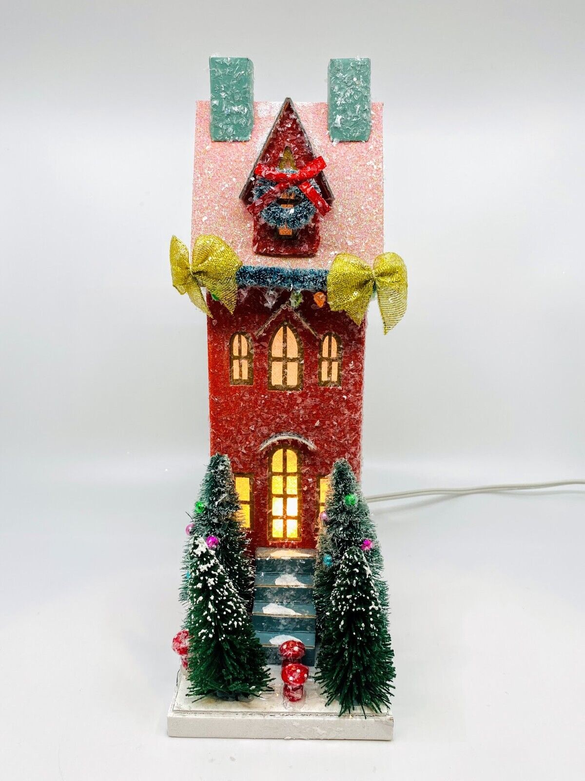 Cody Foster Christmas Light Up House, Glitter House, Red Townhouse, HOU-338
