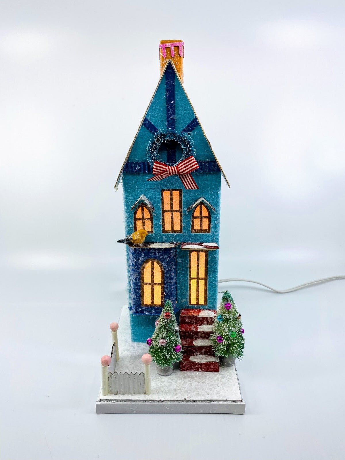 Cody Foster Christmas Light Up House, Glitter House, Blue Townhouse, HOU-341