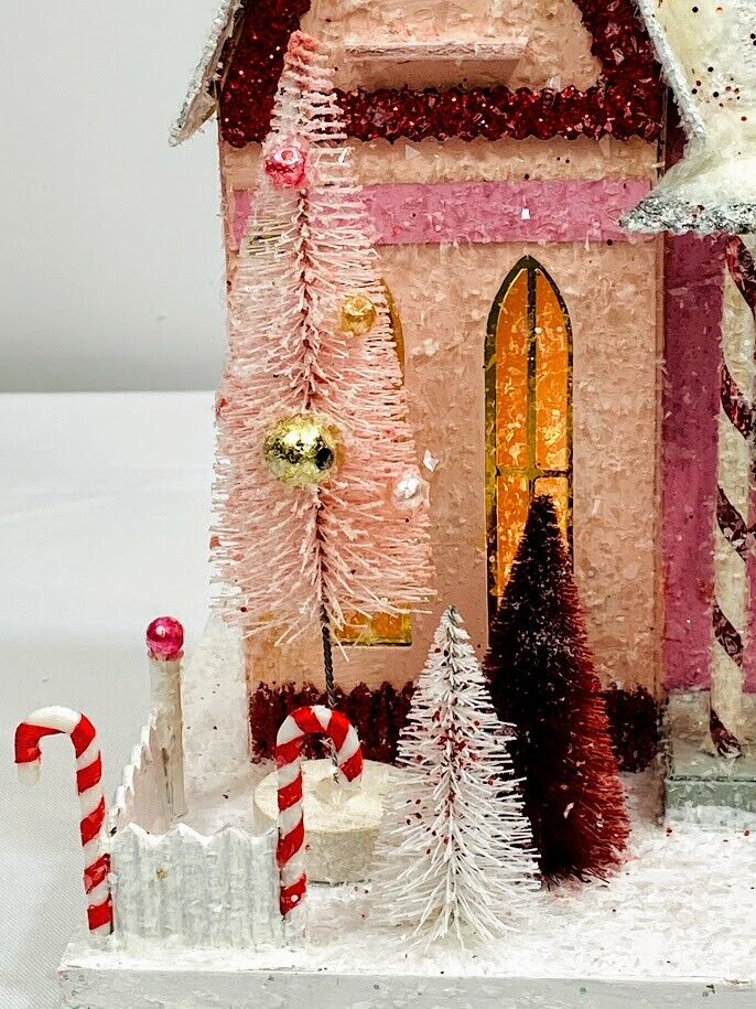 Cody Foster Christmas Light Up House, Putz, Glitter House, Candy Cane Cottage