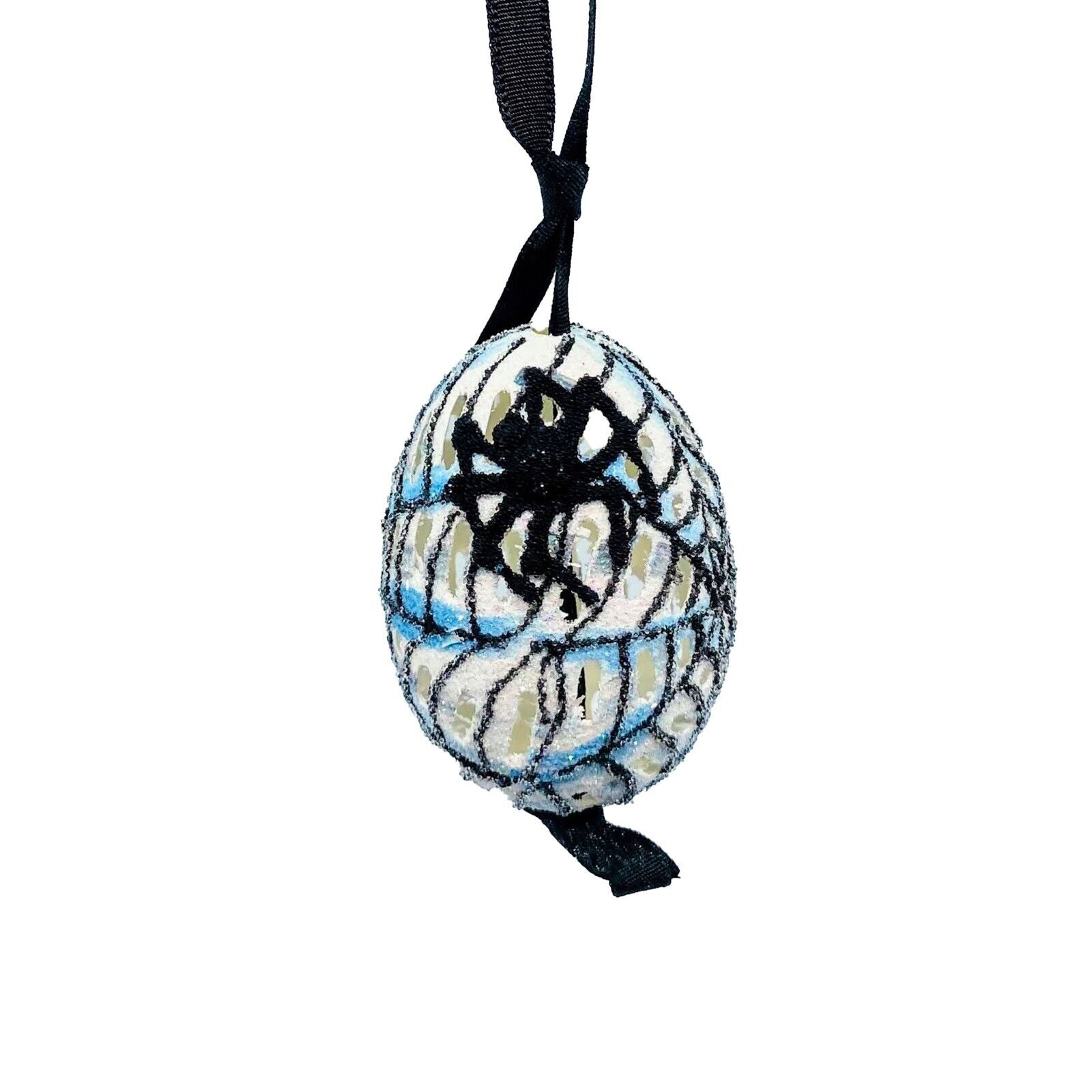 Halloween Egg Ornament: Spooky Black Spider Web