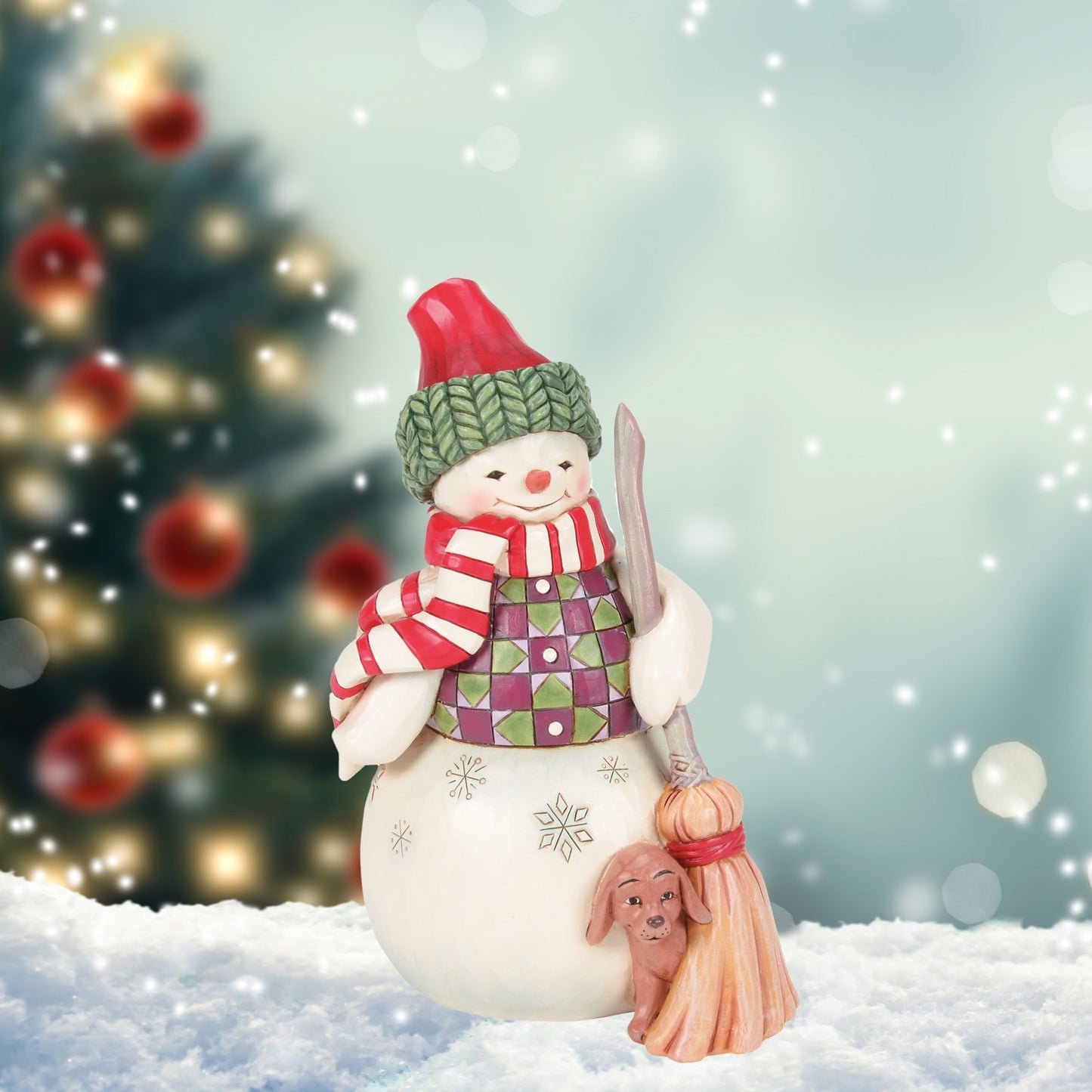 Jim Shore, Heartwood Creek: Christmas, "Swept in Love" Snowman with Dog Peeking