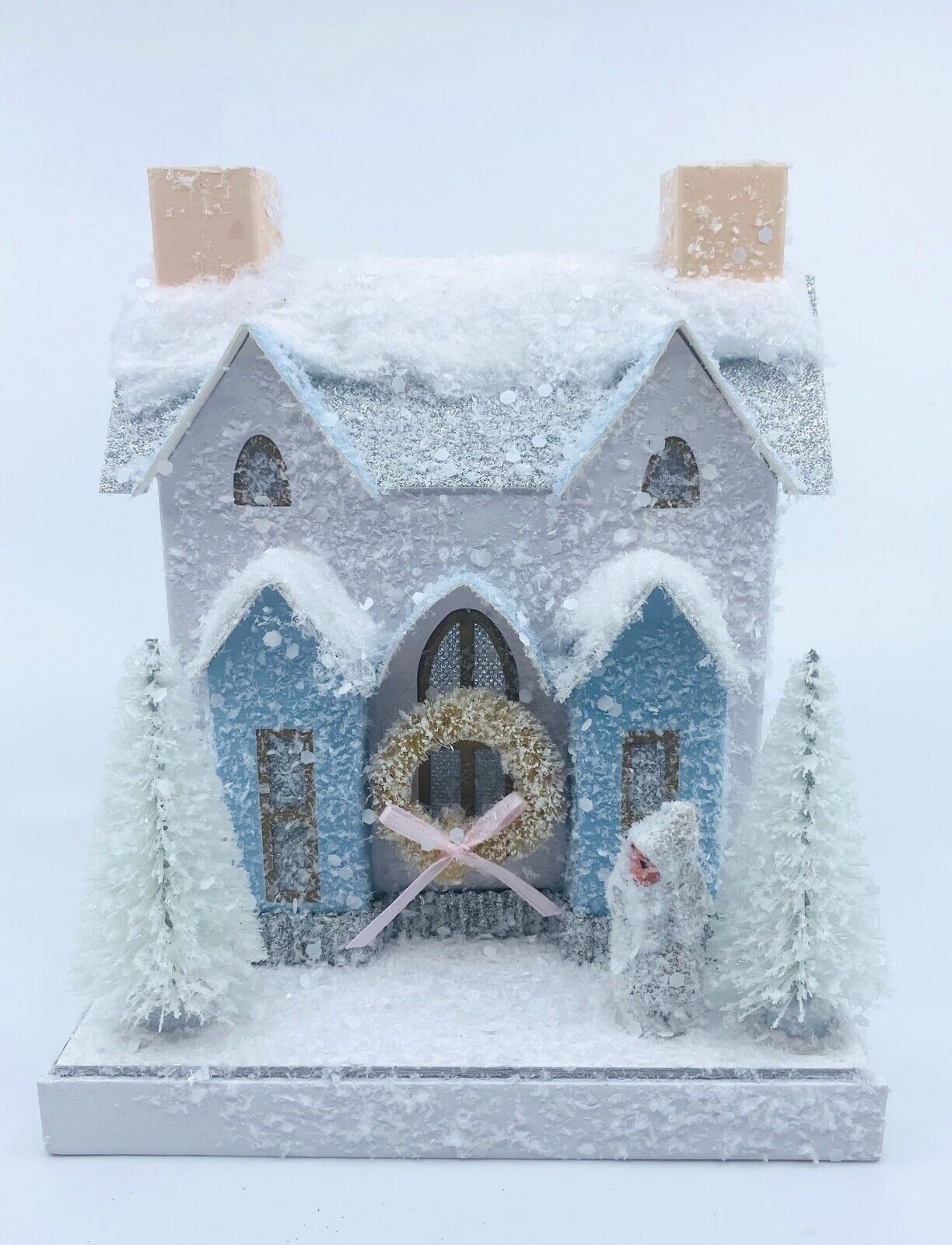 Cody Foster Light Up Christmas House, Glitter House, White French Villa, HOU-373