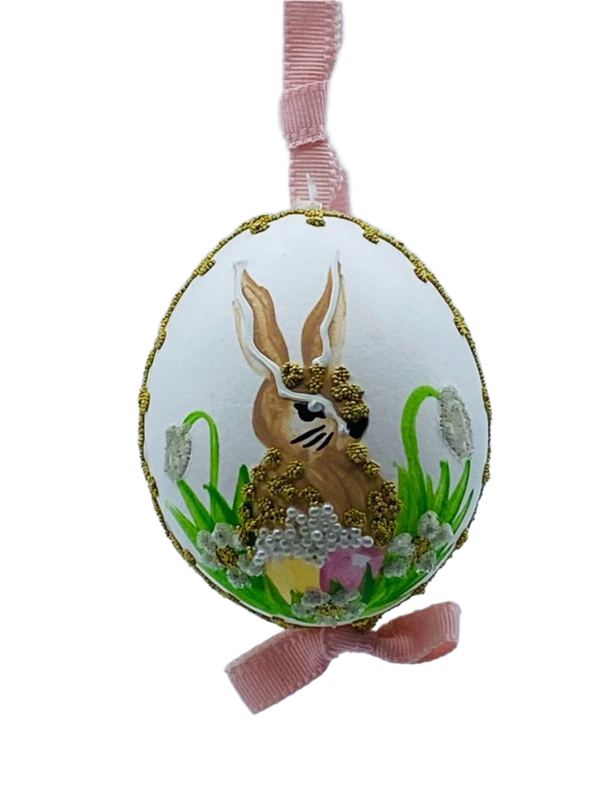 Easter Egg: Peter Priess, Spring Egg Ornament, Spring Garden Easter Bunny