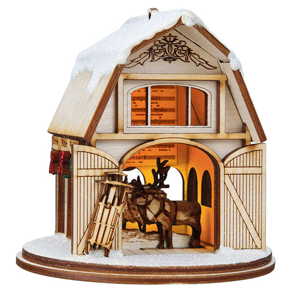 Old World Christmas: Santa's Reindeer Barn Ornament