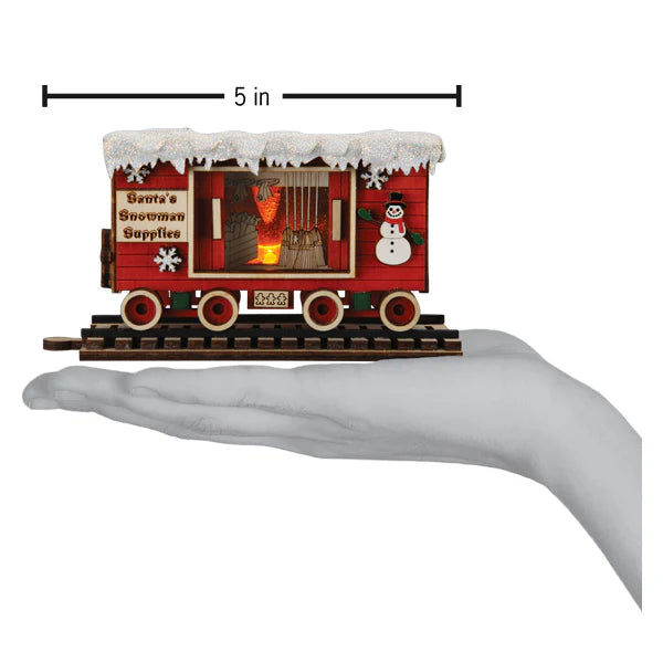Old World Christmas: Snowman Box Car Ornament