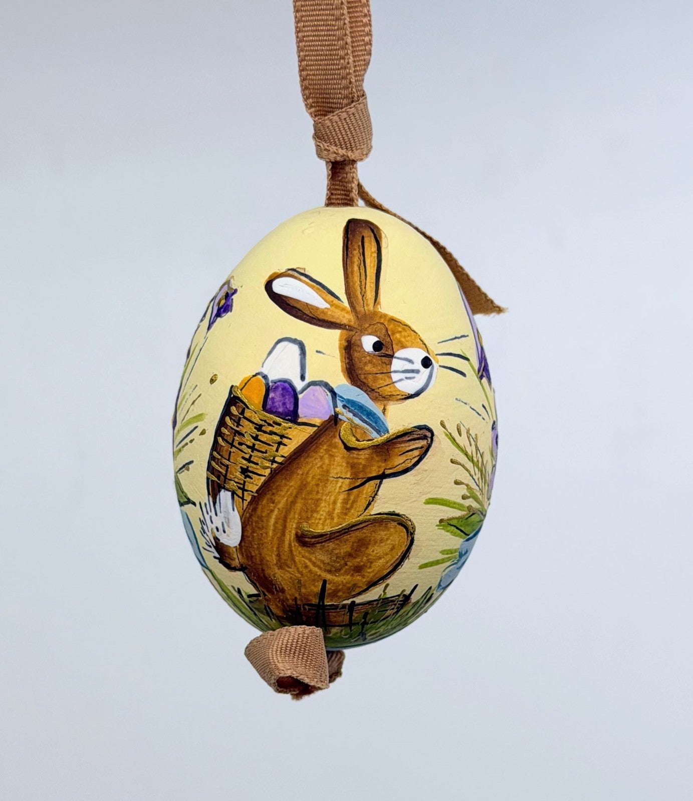Easter Egg Ornament: Peter's Seasons GMBH; Cream Egg w/Easter Bunny & Flowers