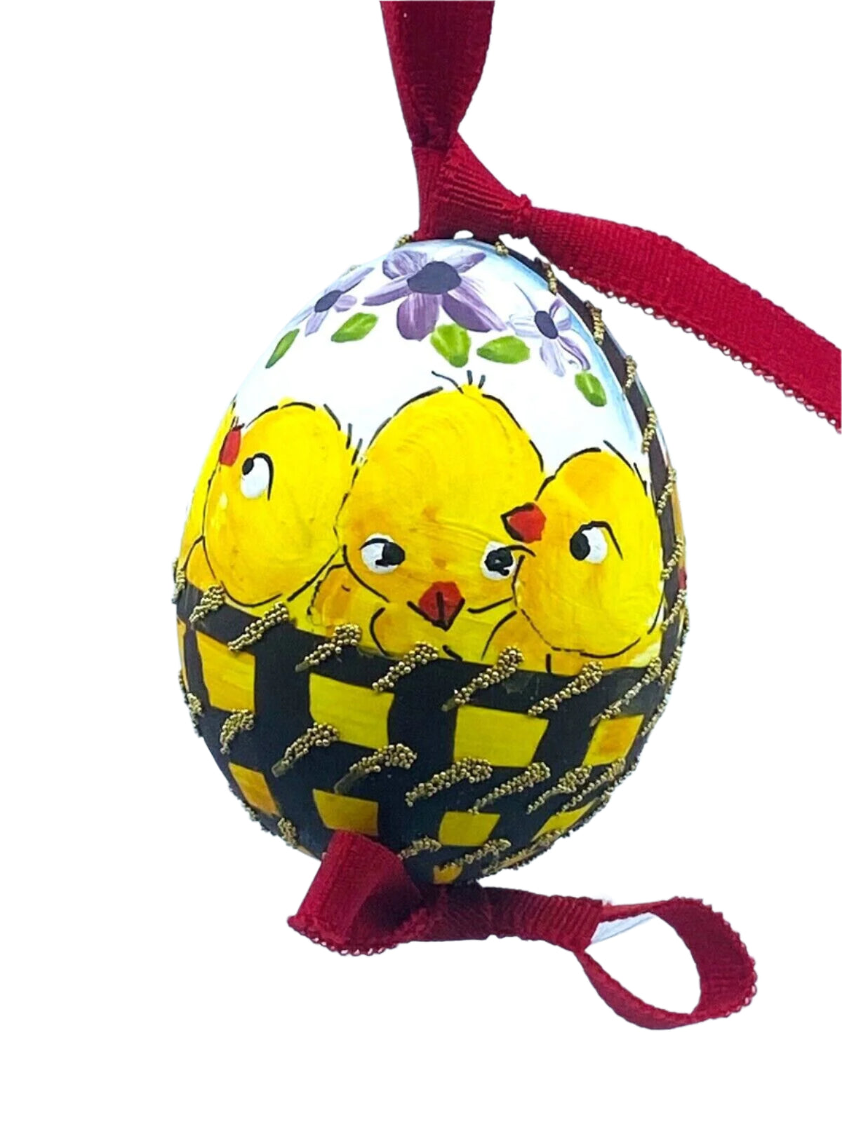 Easter Egg: Peter Priess, Spring Egg Ornament, Spring Chicks in a Basket