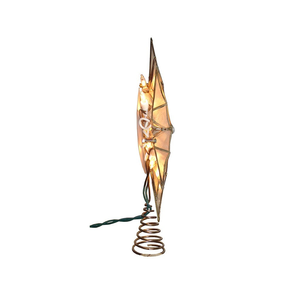 Kurt Adler Tree Topper: 10" 12pt Capiz Star w/Center Gem, #UL3150