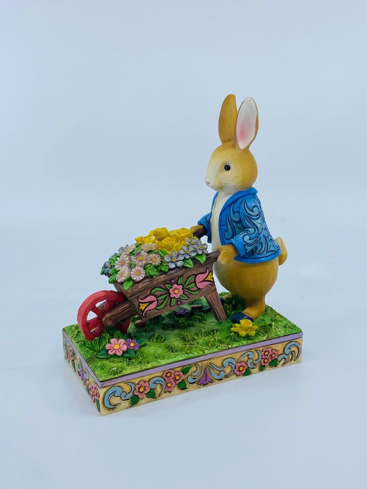 Enesco, Jim Shore Heartwood Creek, Peter Rabbit w/Wheelbarrel, "Full of Flowers"