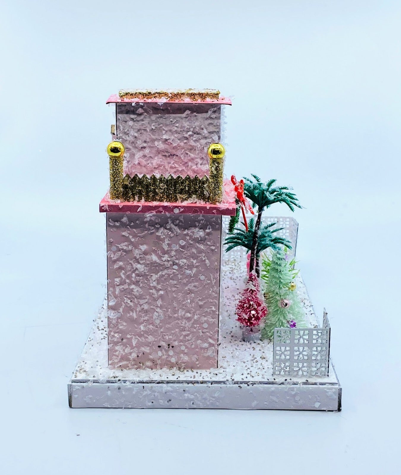 Cody Foster Light Up Christmas House, Glitter House, Pink Palm Spring House