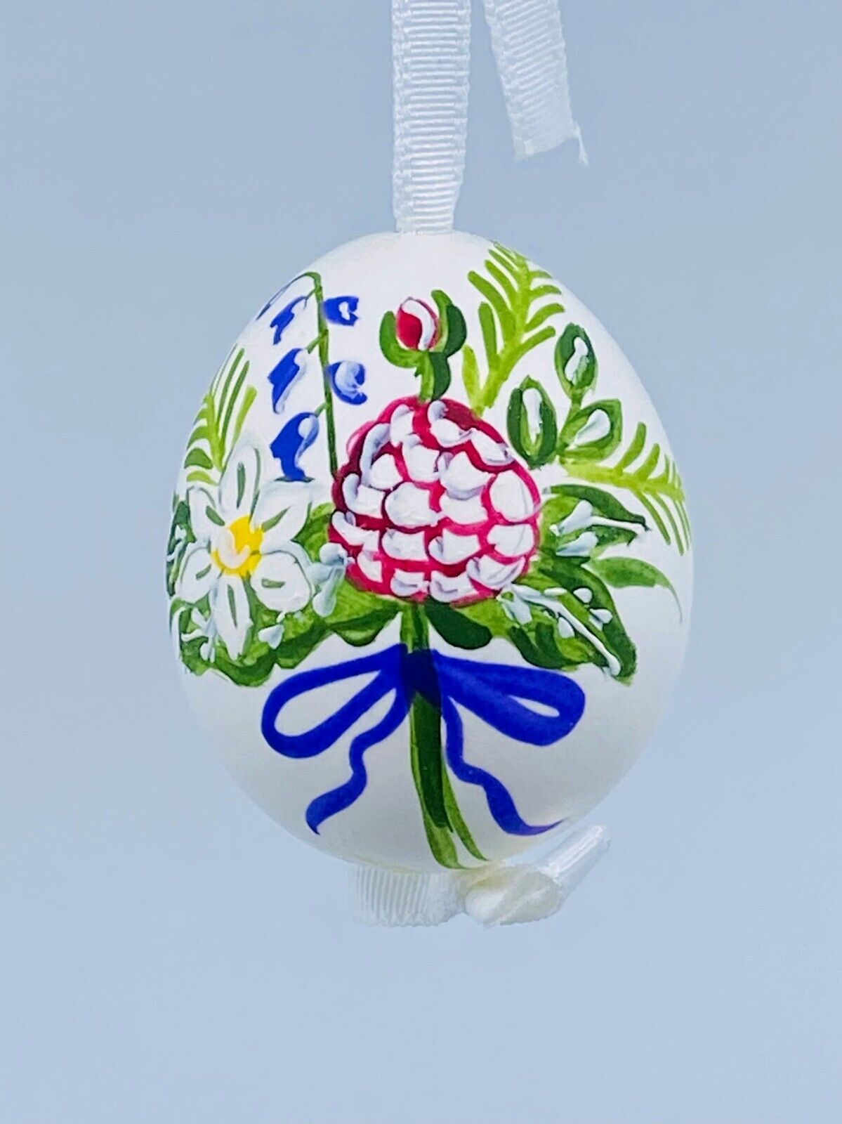 Easter Egg Ornament: Peter Priess; Dutch Spring Flower Bulb Motif w/Purple Bow