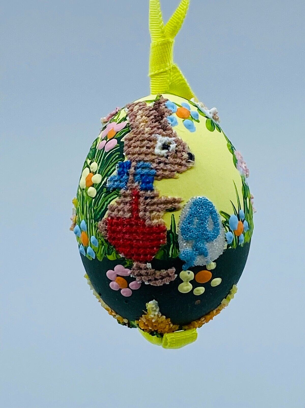 Peter Priess Easter Egg Ornament; Easter Bunny in Garden