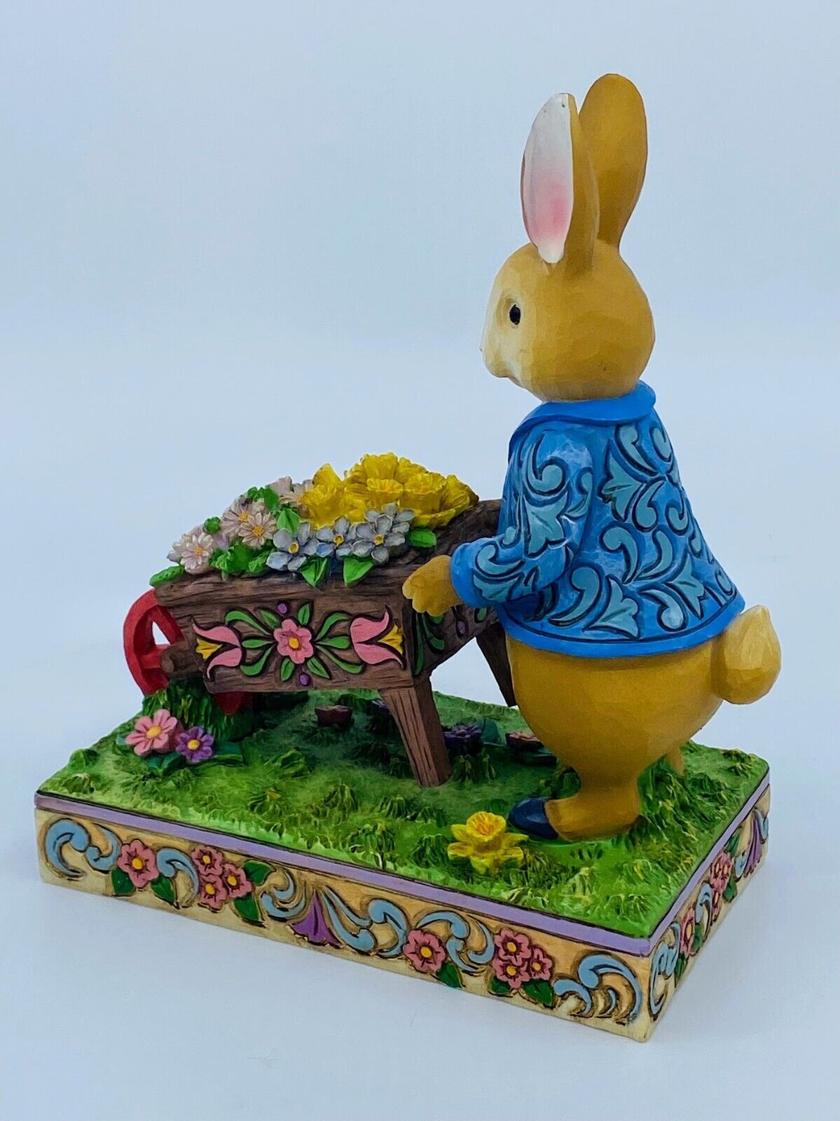 Enesco, Jim Shore Heartwood Creek, Peter Rabbit w/Wheelbarrel, "Full of Flowers"