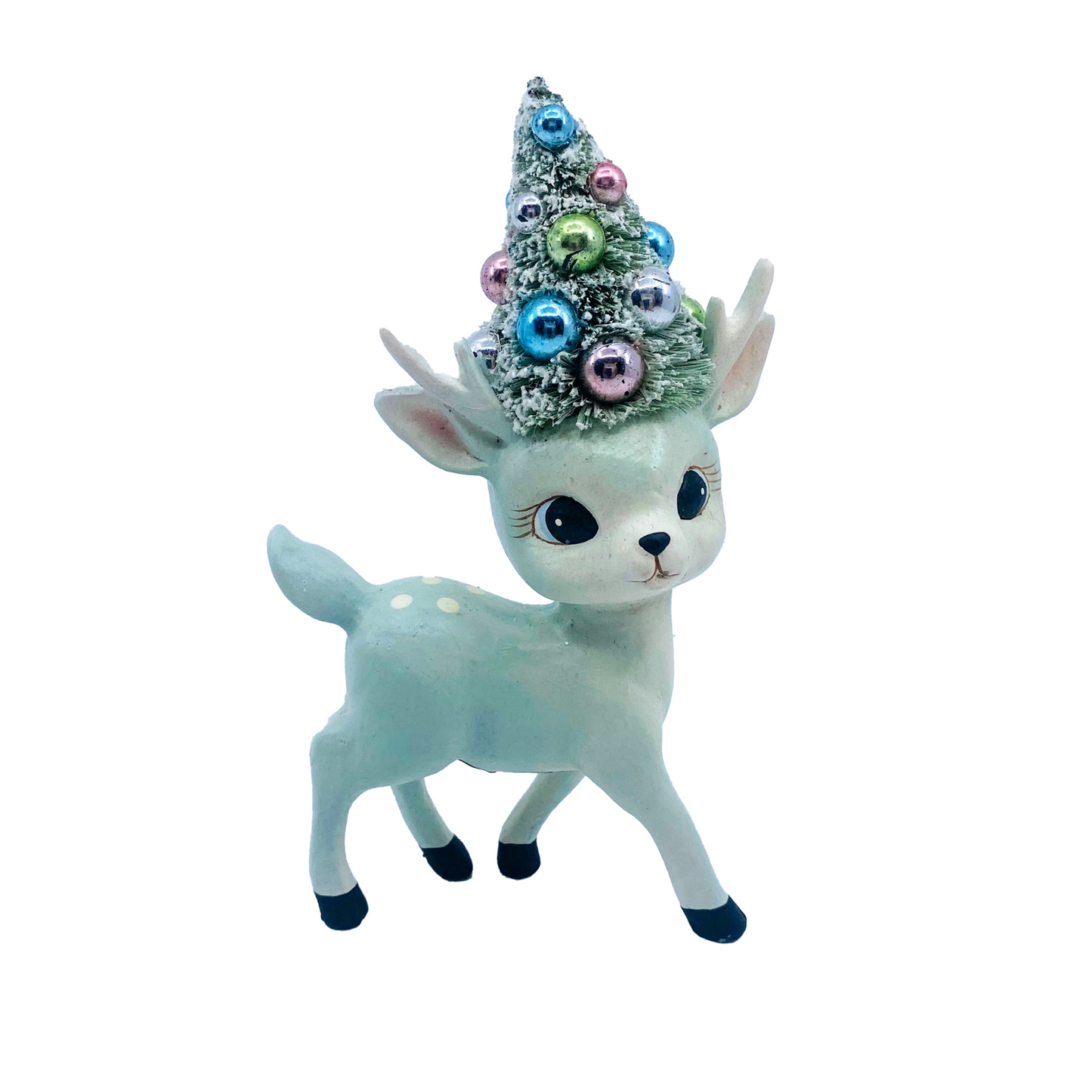 Bethany Lowe Designs: Christmas; Retro Aqua Reindeer w/Tree, Item# TL2381