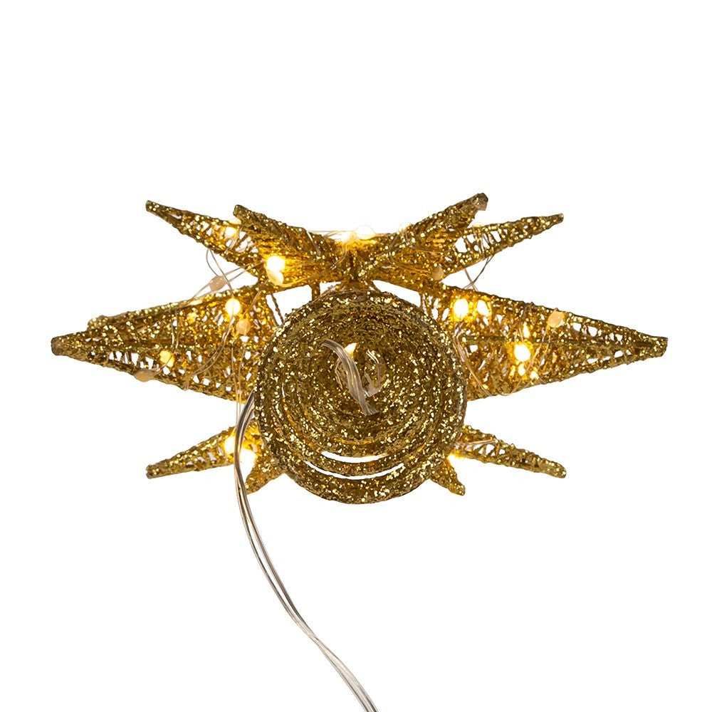 Kurt Adler Tree Topper: 11" Gold Starburst Pre-Lit LED, #AD1051GO
