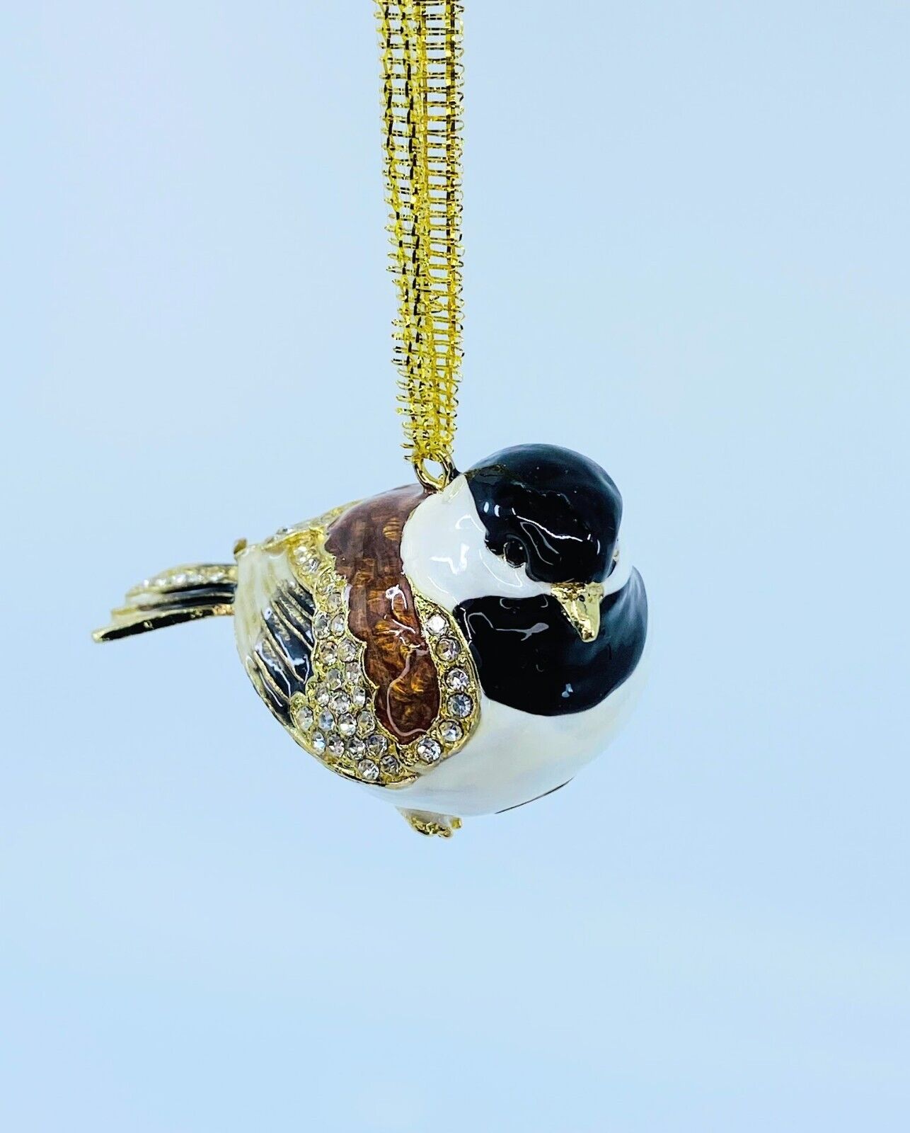 Kubla Craft Bejeweled Enameled Ornament: Chickadee, Item#2883