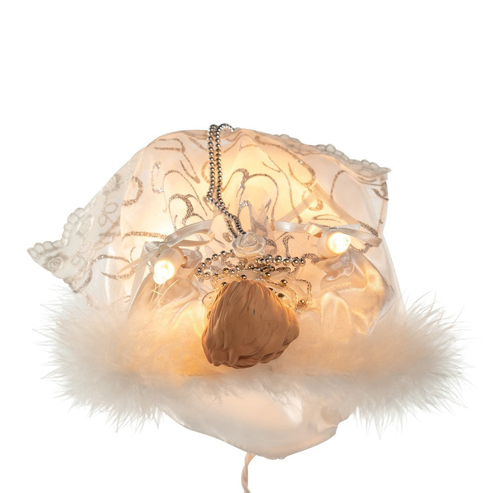 Kurt Adler Angel Tree Topper: 9" White & Silver, 10LT, #UL2205