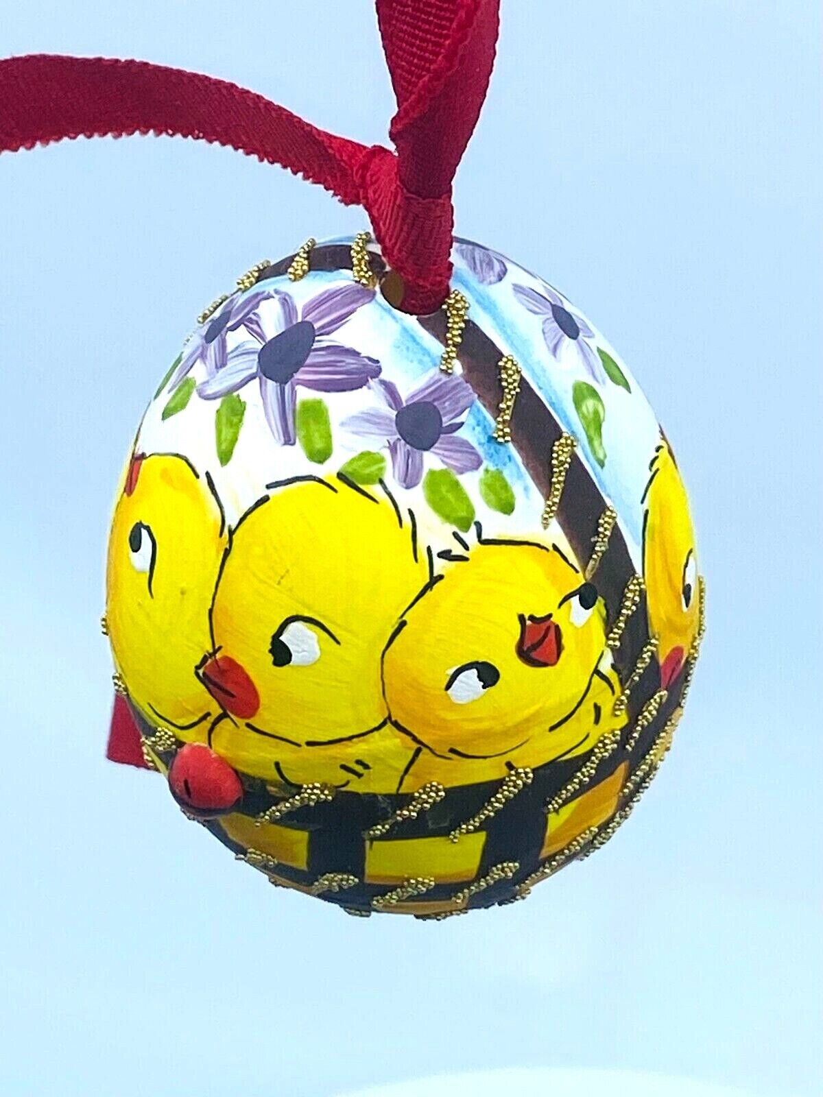 Easter Egg: Peter Priess, Spring Egg Ornament, Spring Chicks in a Basket