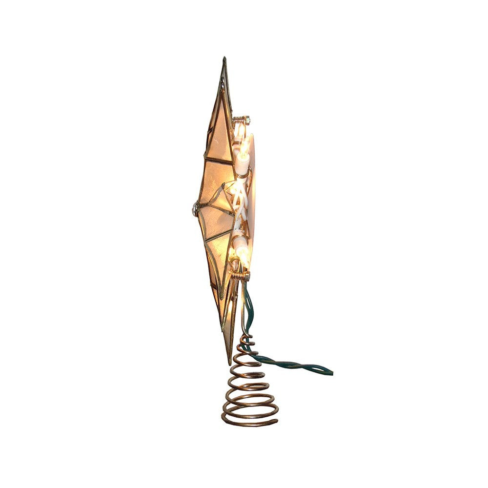 Kurt Adler Tree Topper: 10" 12pt Capiz Star w/Center Gem, #UL3150