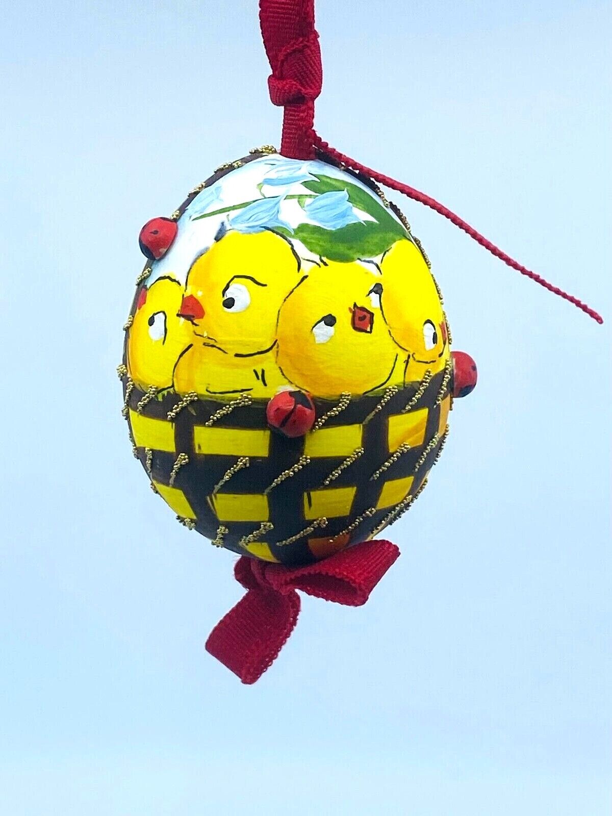 Easter Egg: Peter Priess, Spring Egg Ornament, Spring Chicks in a Basket