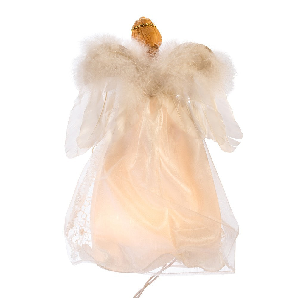 Kurt Adler Angel Tree Topper: 12" Ivory & Gold, 10LT