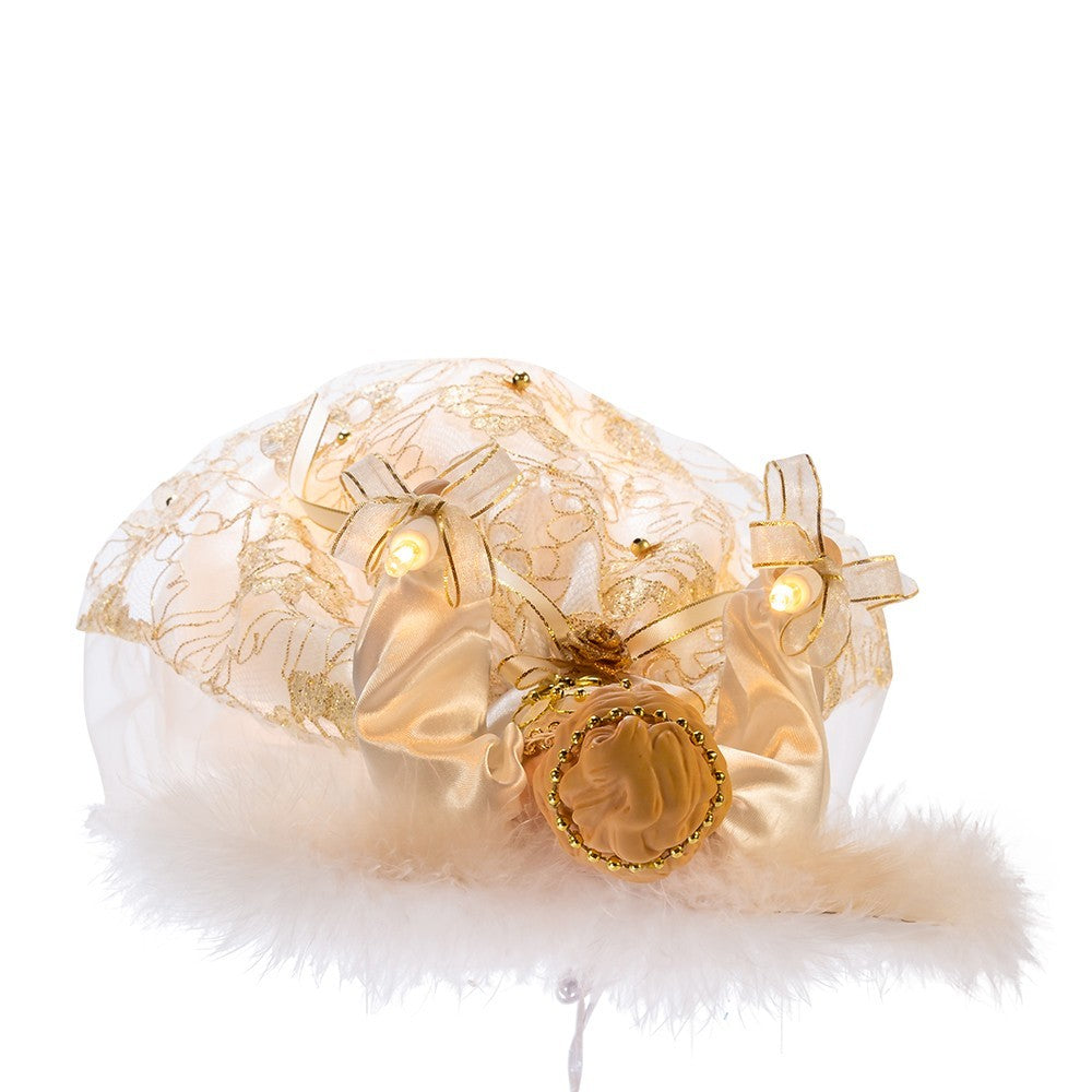 Kurt Adler Angel Tree Topper: 12" Ivory & Gold, 10LT, #UL2214