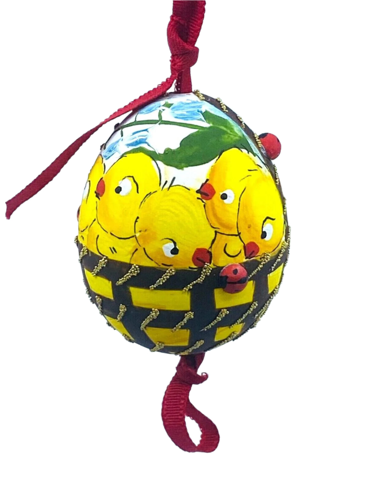 Easter Egg: Peter Priess, Spring Egg Ornament, Spring Chicks in a Basket