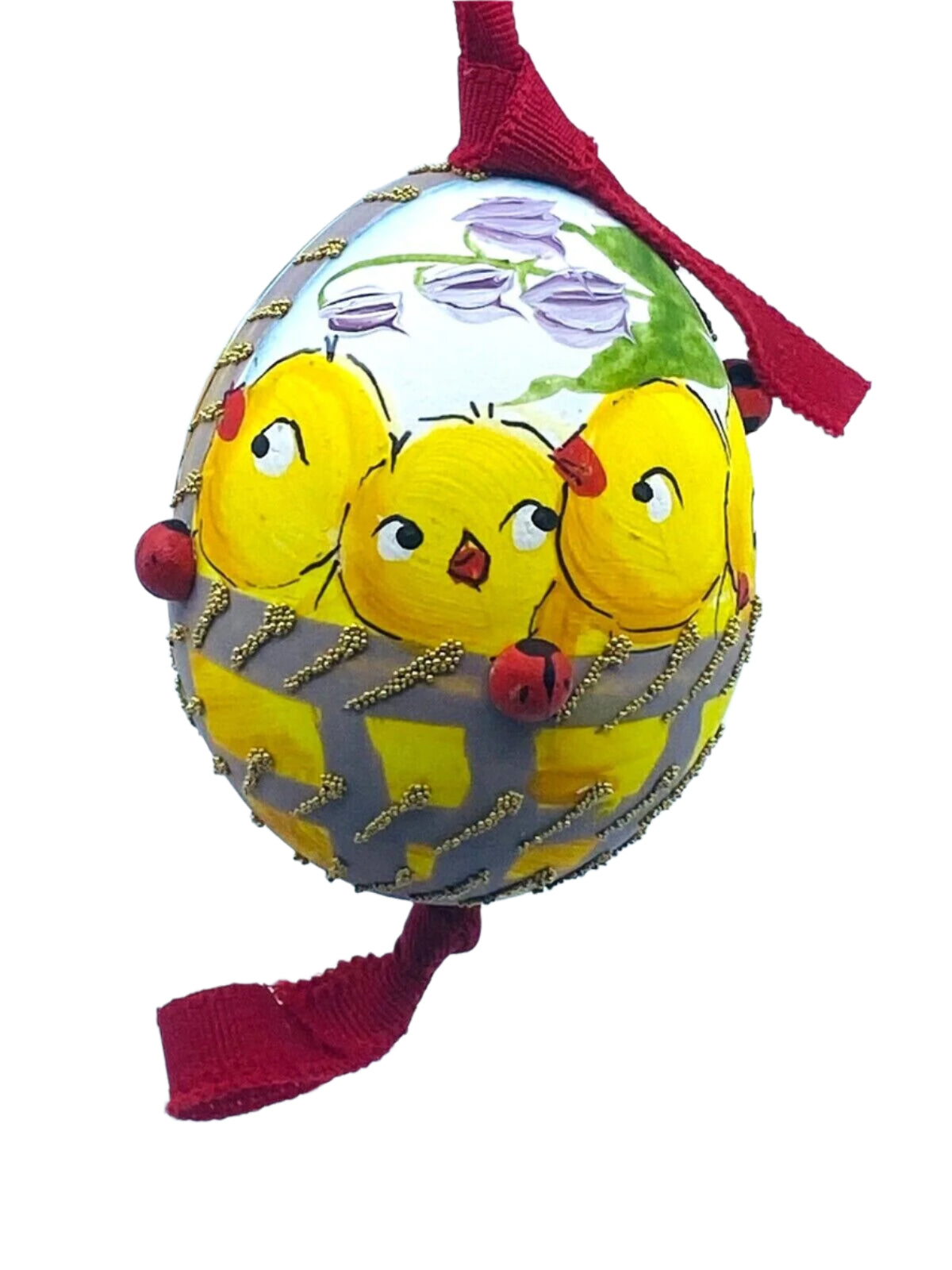 Easter Egg: Peter Priess, Spring Egg Ornament, Spring Chicks in a Basket